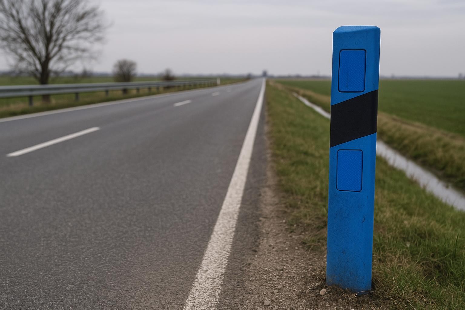 Modré stĺpiky pri cestách upozorňujú vodičov na úseky so zvýšeným rizikom námrazy v zime